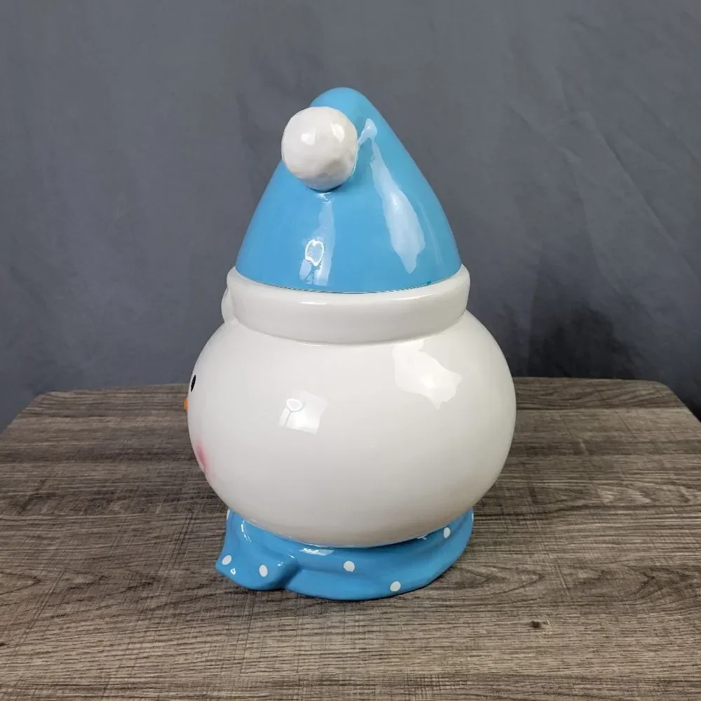 Snow Days Ceramic Snowman‎ Face Cookie Jar